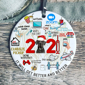 Black Great Dane Covid Commemorative Ornament 2021 Christmas Tree Ornaments
