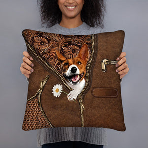 Basenji Holding Daisy Pillow Case