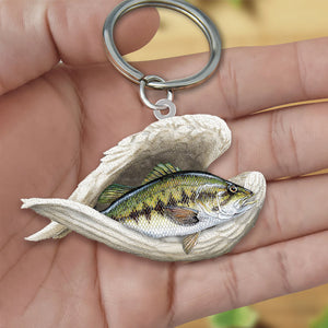 Bass Fish Sleeping Angel Acrylic Keychain