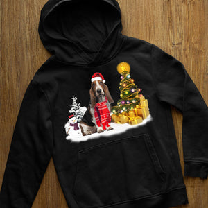Unisex Merry Christmas Basset Hound Hoodie