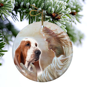 New Release -Basset Hound With God Porcelain/Ceramic Ornament