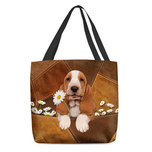 Basset Hound Holding Daisy All Over Printed Tote Bag