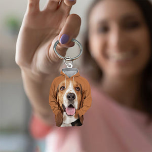 Basset Hound 3D Graphic Hoodie Acrylic Keychain