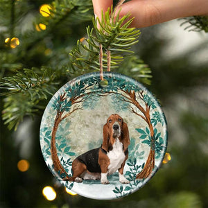 Basset Hound Among Forest Porcelain/Ceramic Ornament