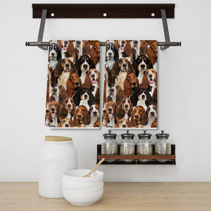A Bunch Of Basset Hounds Kitchen Towel