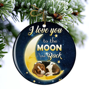 Basset Hound I Love You To The Moon And Back Porcelain/Ceramic Ornament