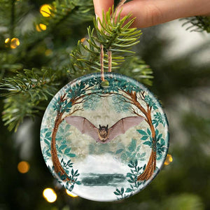 Bat Among Forest Porcelain/Ceramic Ornament
