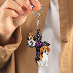 Beagle Pray For God Acrylic Keychain