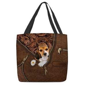 Beagle Holding Daisy Tote Bag