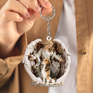 Angel Hug Beagle Acrylic Keychain