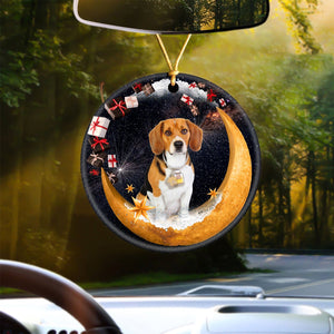 Beagle Fashion Moon Car Hanging Ceramic Ornament