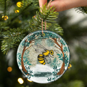 Bee Among Forest Porcelain/Ceramic Ornament
