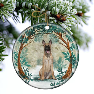 Belgian Malinois Among Forest Porcelain/Ceramic Ornament