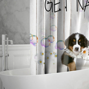 Bernese Mountain Get Naked Daisy Shower Curtain