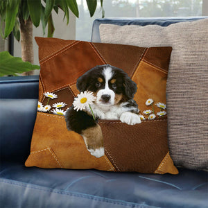 Bernese Mountain Holding Daisy Pillow Case