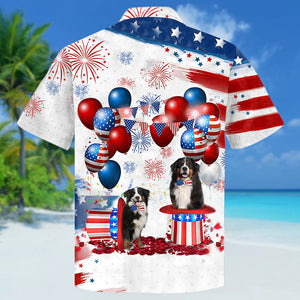 Bernese Mountain Dog Independence Day Hawaiian Shirt