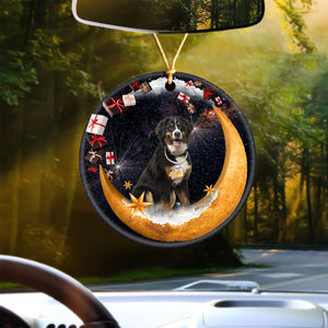 Bernese Mountain Fashion Moon Car Hanging Ceramic Ornament
