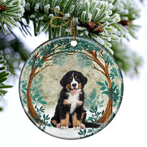 Bernese Mountain Among Forest Porcelain/Ceramic Ornament