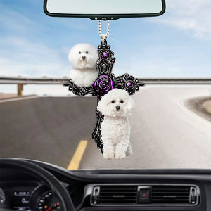 Bichon Frise Pray For God Car Hanging Ornament