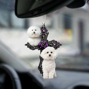 Bichon Frise Pray For God Car Hanging Ornament