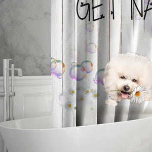 Bichon Frise Get Naked Daisy Shower Curtain