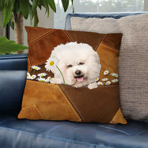 Bichon Frise Holding Daisy Pillow Case