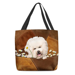 Bichon Frise Holding Daisy All Over Printed Tote Bag