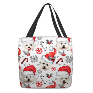 Bichon Frise Merry Christmas Tote Bag