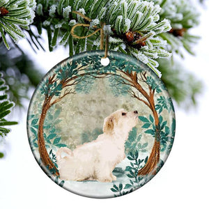 Bichon Frise Among Forest Porcelain/Ceramic Ornament