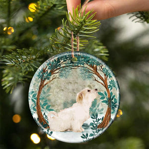 Bichon Frise Among Forest Porcelain/Ceramic Ornament