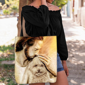Jesus Surrounded By Bichon Frises Tote Bag