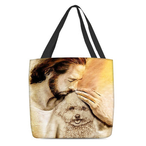 Jesus Surrounded By Bichon Frises Tote Bag