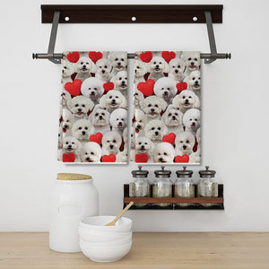 A Bunch Of Bichon Frises Kitchen Towel