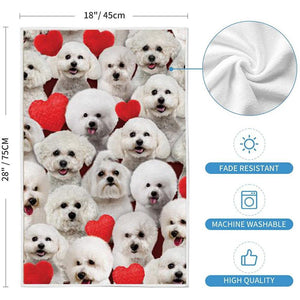 A Bunch Of Bichon Frises Kitchen Towel