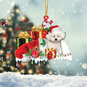 Bichon frise Merry Christmas Hanging Ornament-0211