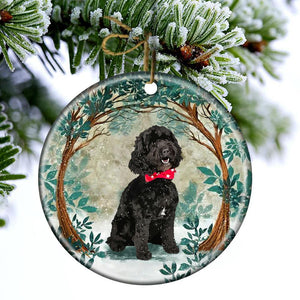 Black Cockapoo Among Forest Porcelain/Ceramic Ornament