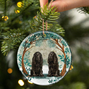 Black Cocker Spaniels Among Forest Porcelain/Ceramic Ornament