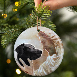 New Release -Black Labrador Retriever With God Porcelain/Ceramic Ornament