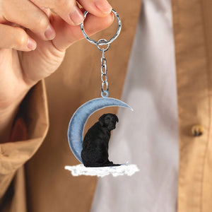Black Labrador Retriever Sitting On The Moon Flat Acrylic Keychain