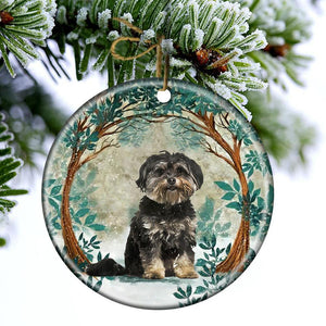 Black Maltese Among Forest Porcelain/Ceramic Ornament