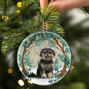 Black Maltese Among Forest Porcelain/Ceramic Ornament