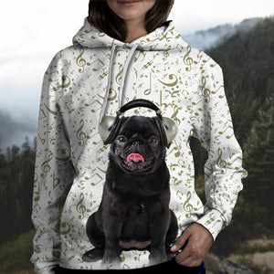 Great Music With Black Pug Unisex Hoodie