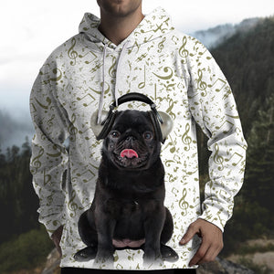 Great Music With Black Pug Unisex Hoodie