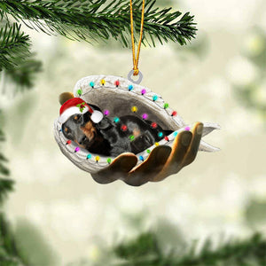 dachshund(Black and tan)Sleeping Angel In God Hand Christmas Ornament