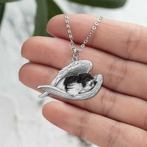 Black and white shih tzu Sleeping Angel Necklace