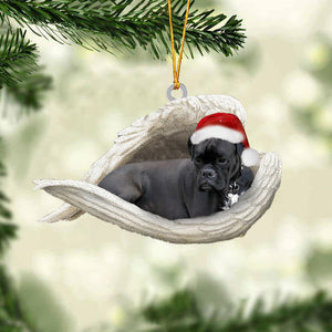 Black boxer Sleeping Angel Christmas Ornament