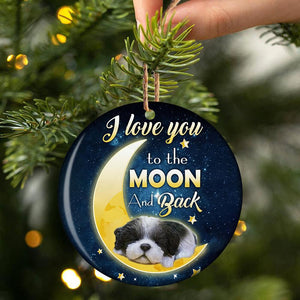 Black White Shih Tzu I Love You To The Moon And Back Porcelain/Ceramic Ornament