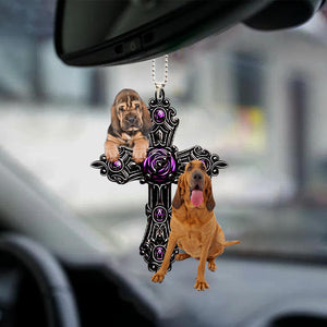 Bloodhound Pray For God Car Hanging Ornament