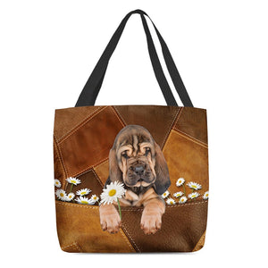 Bloodhound Holding Daisy All Over Printed Tote Bag
