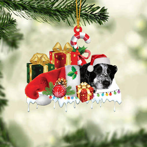 Blue roan cocker spaniel Merry Christmas Hanging Ornament-0211